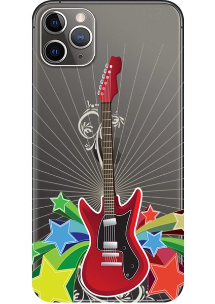 iPhone 11 Pro Kılıf Kırmızı Gitar Baskılı Esnek Tpu SILIKON354