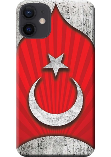 Apple iPhone 12 Kılıf Türk Bayrağı Tasarım Baskılı Esnek TPU Silikon