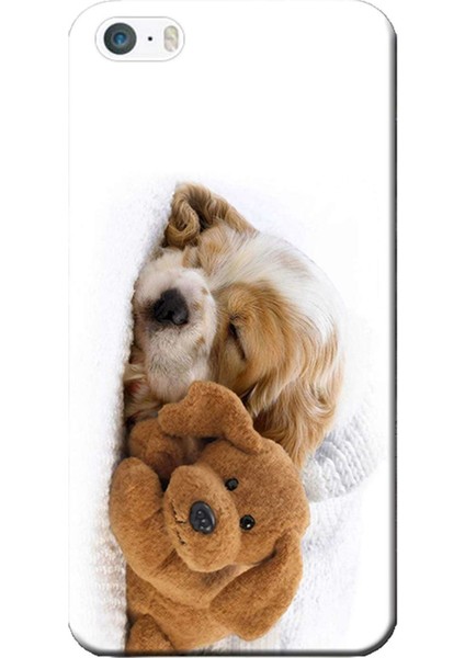 Apple iPhone 5/5S Kılıf Uyuyan Köpek Oyuncak Baskılı Esnek TPU Silikon
