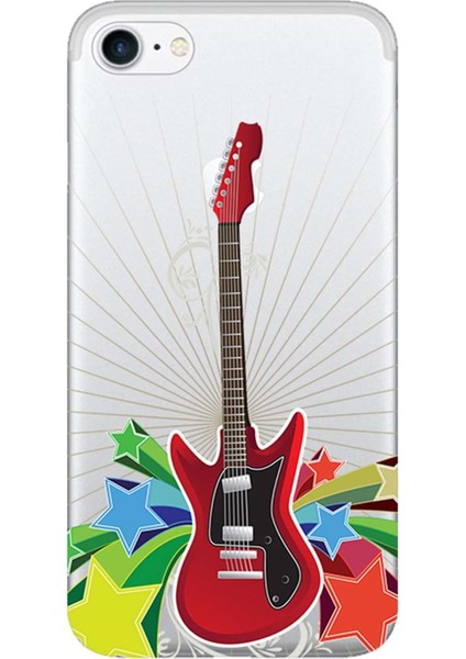Apple iPhone 6/6S Kılıf Kırmızı Gitar Baskılı Esnek TPU Silikon