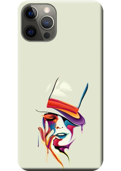 Apple iPhone 12 Pro Kılıf Kadın Yüzü Renkli Baskılı Esnek TPU Silikon