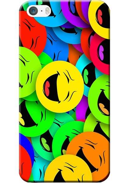 Apple iPhone 5/5S Kılıf Gülen Surat Emoji Baskılı Esnek TPU Silikon