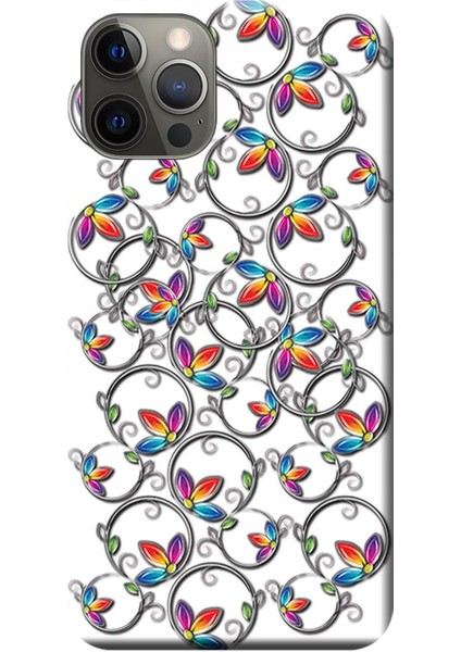 Apple iPhone 12 Pro Kılıf Vektörel Çiçek Baskılı Esnek TPU Silikon