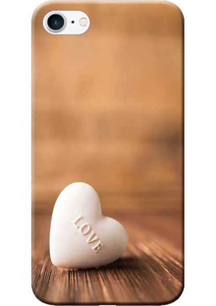 iPhone 8 Kılıf Beyaz Kalp Baskılı Esnek Tpu SILIKON3965
