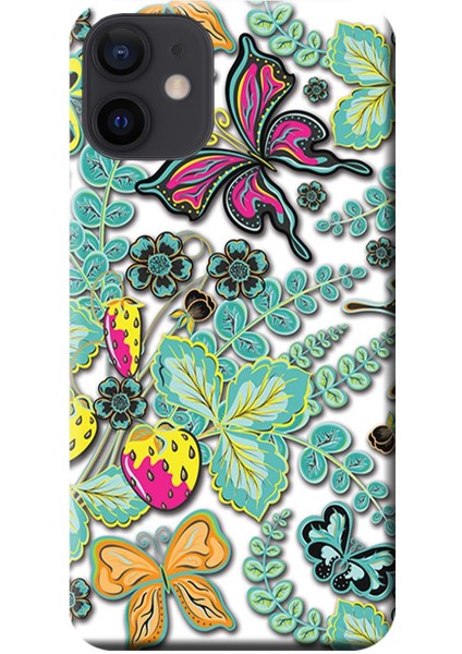 iPhone 12 Mini Kılıf Vektörel Floral Baskılı Esnek Tpu SILIKON1435