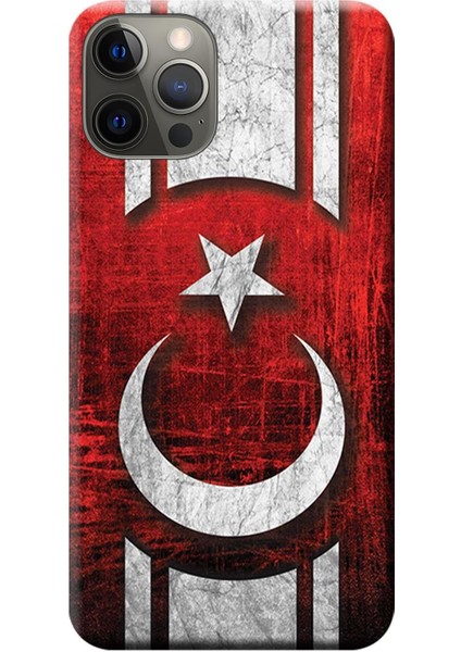 Apple iPhone 12 Pro Kılıf Türk Bayrağı Tasarım Baskılı Esnek TPU Silikon