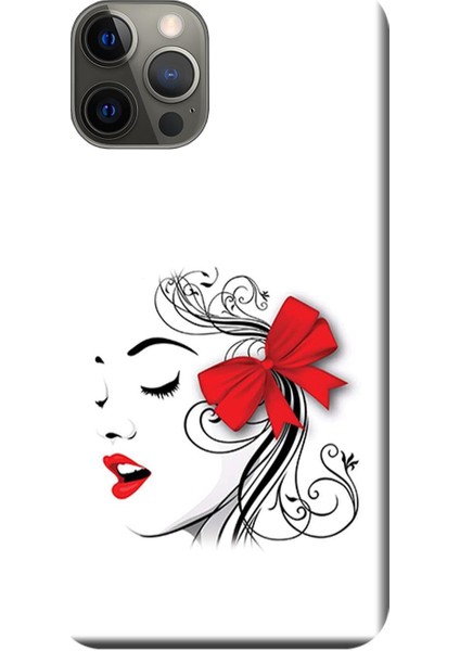 Apple iPhone 12 Pro Max Kılıf Kurdeleli Kız Baskılı Esnek TPU Silikon