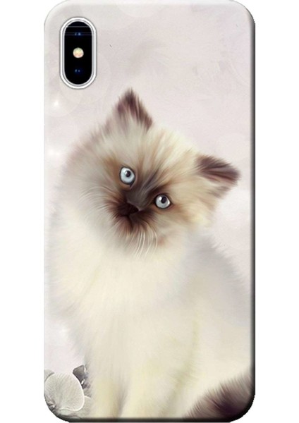 Apple iPhone X Kılıf Kedi Baskılı Esnek TPU Silikon