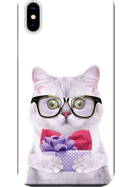 Apple iPhone XS Kılıf Sevimli Kedi Baskılı Esnek TPU Silikon