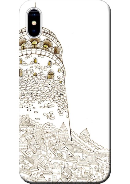 Apple iPhone XS Kılıf Galata Kulesi İstanbul Baskılı Esnek TPU Silikon