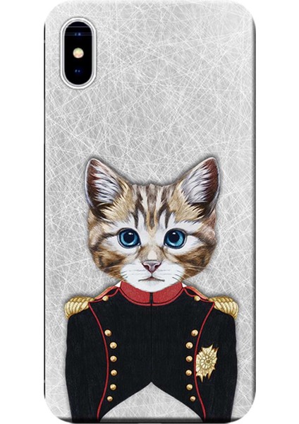 Apple iPhone XS Kılıf Üniformalı Kedi Baskılı Esnek TPU Silikon