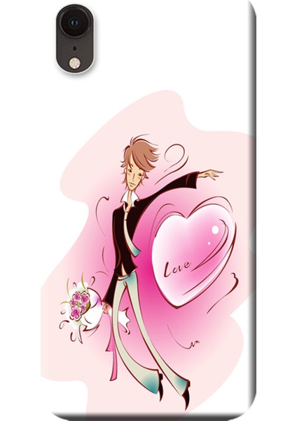 Apple iPhone XR Kılıf Çiçek Buket Adam Kalp Baskılı Esnek TPU Silikon