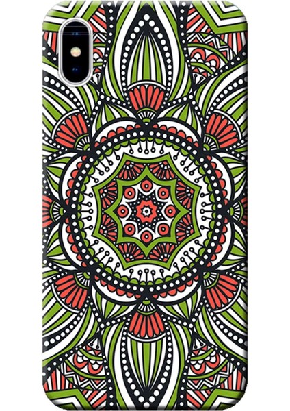Apple iPhone X Kılıf Dekoratif Geometrik Vektörel Baskılı Esnek TPU Silikon