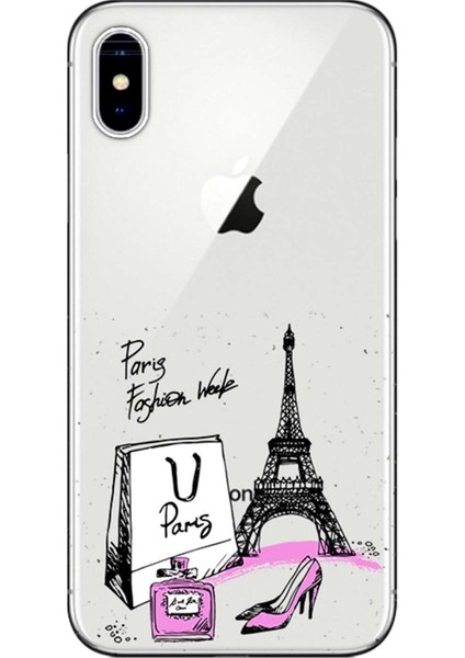 Apple iPhone XS Kılıf Paris Fashion Baskılı Esnek TPU Silikon