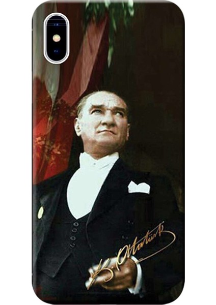 Apple iPhone XS Kılıf Mustafa Kemal Atatürk Baskılı Esnek TPU Silikon