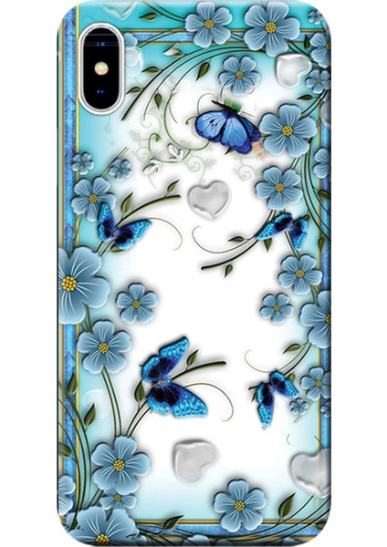Apple iPhone XS Kılıf Çiçek ve Kelebekler Baskılı Esnek TPU Silikon