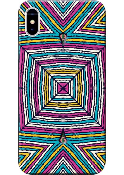 Apple iPhone XS Kılıf Dekoratif Geometrik Vektörel Baskılı Esnek TPU Silikon