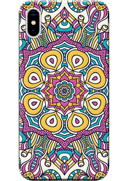 Apple iPhone XS Kılıf Dekoratif Geometrik Vektörel Baskılı Esnek TPU Silikon