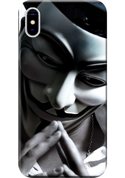Apple iPhone XS Max Kılıf Anonymous Baskılı Esnek TPU Silikon