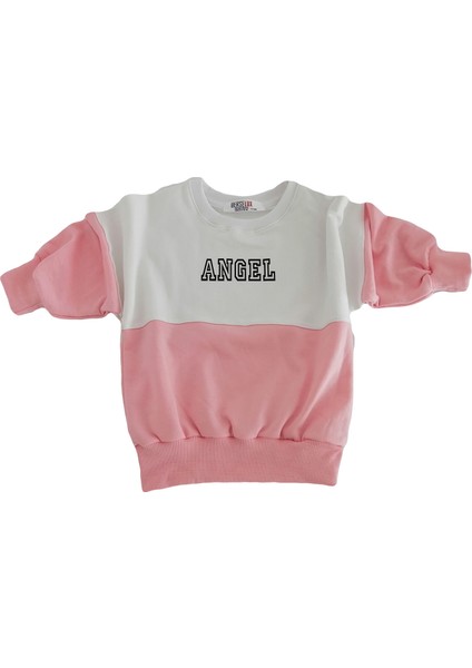 Angel Baskılı Kız-Erkek Çocuk Unisex Bisiklet Yaka Penye Sweatshirt.(1-6 Yaş)