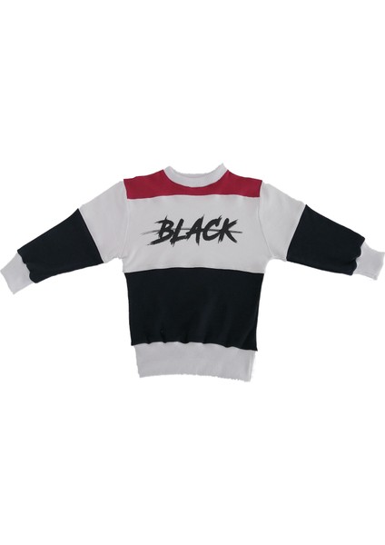 Black Baskılı Kız-Erkek Çocuk Unisex  Bisiklet Yaka Penye Sweatshirt.(1-6 Yaş)