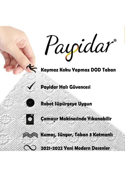 Yıkanabilir Post Peluş 80 x 250 cm 4007 Duman Gri Kaymaz Taban Kesme Yolluk Halı