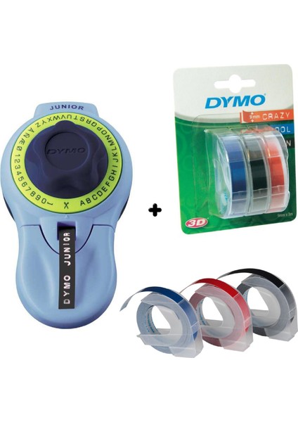 Junior Etiket Makinesi + Blisterli Yedek Şerit 9 mm x 3 m 3'lü