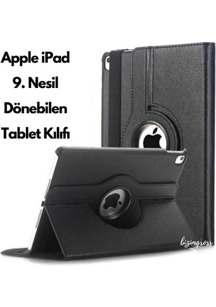 Apple iPad 9 Kılıf A2602 ( 9. Nesil ) 10.2 Inç 360 Dönebilen Pu Deri Standlı Tablet Kılıfı