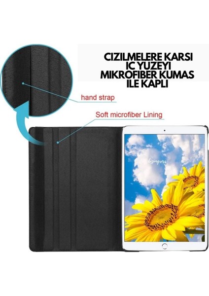 Apple iPad 9 Kılıf A2602 ( 9. Nesil ) 10.2 Inç 360 Dönebilen Pu Deri Standlı Tablet Kılıfı