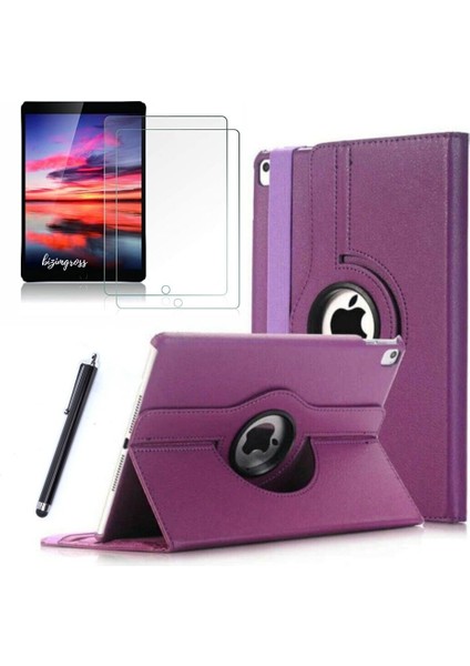 Apple iPad 9 Kılıf 9. Nesil A2602 Dönebilen Tablet Kılıfı +2 Adet Ekran Koruyucu + Tablet Kalemi