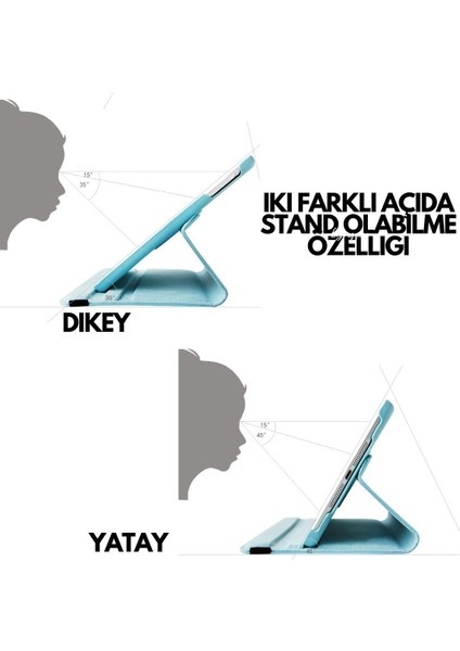 Apple iPad 9 Kılıf 9. Nesil A2602 10.2 Dönebilen Tablet Kılıfı + Ekran Koruyucu + Tablet Kalemi Lacivert