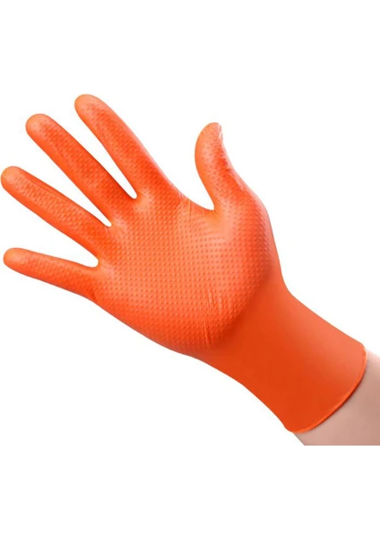 NT-İ GLOVE Nti-Glove Turuncu Pudrasız Nitril Koruma Eldiveni 50 Adet L