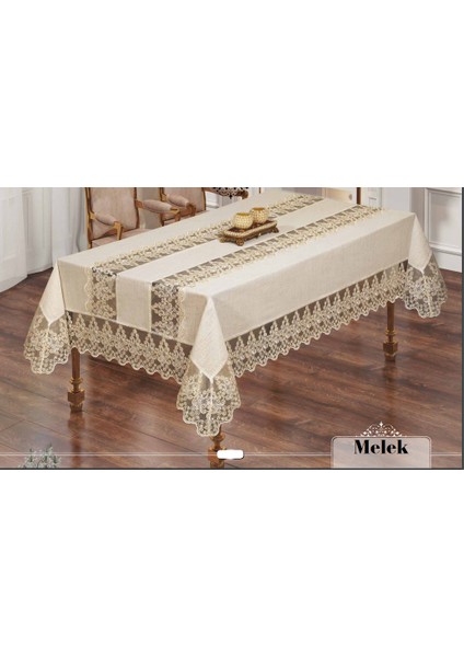Melek Kadife Kumaş Fransız Güpürlü Lüks Masa Örtüsü