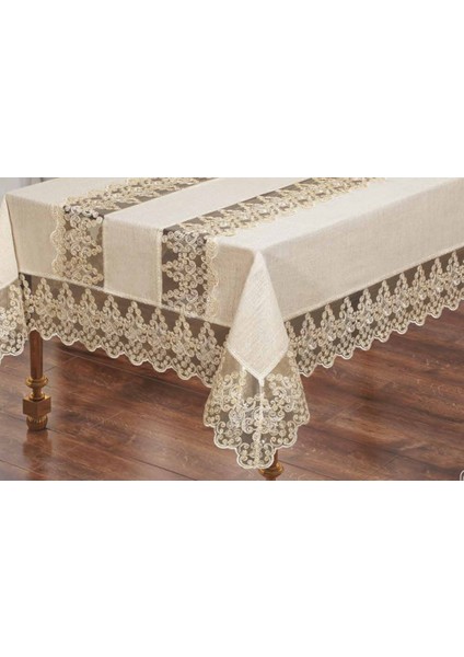 Melek Kadife Kumaş Fransız Güpürlü Lüks Masa Örtüsü fiyatları