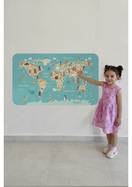 Eğitici Çocuk Odası Dünya Haritası Dünya Atlası Çocuk ve Bebek Duvar Sticker 3770 modelleri