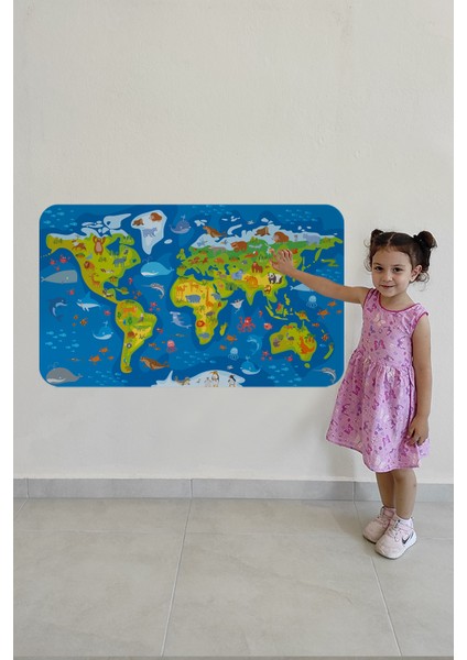 Eğitici Dünya Haritası Dünya Atlası Çocuk ve Bebek Odası Duvar Sticker 3774 modelleri