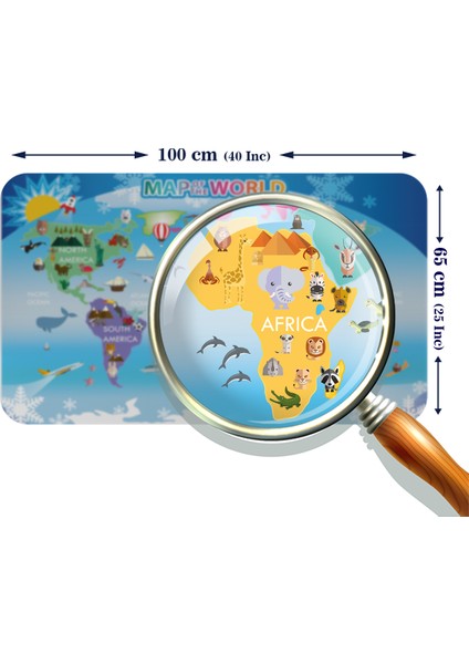 Eğitici Dünya Haritası Dünya Atlası Çocuk ve Bebek Odası Duvar Sticker 3779