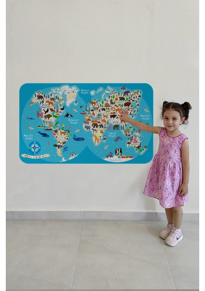 Eğitici Dünya Haritası Dünya Atlası Çocuk ve Bebek Odası Duvar Sticker modelleri