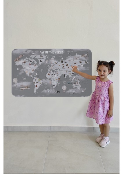 Eğitici Dünya Haritası Dünya Atlası Çocuk ve Bebek Odası Duvar Sticker 3811