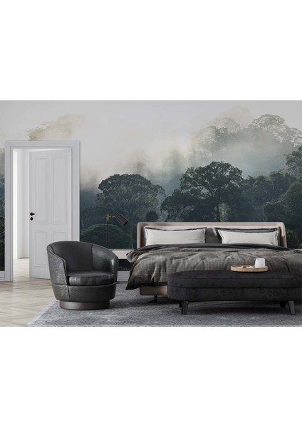 Sisli Ormanda Ağaçlar Manzara Duvar Kağıdı