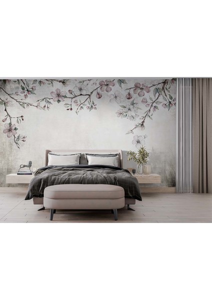 Romantik Soft Renk Çiçekler Vintage Duvar Kağıdı