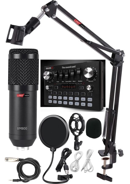 BM800 Live Plus Set Efektli Ses Kartı Mikrofon Stand Kayıt Canlı Yayın Seti (PC ve Telefon) fiyatları