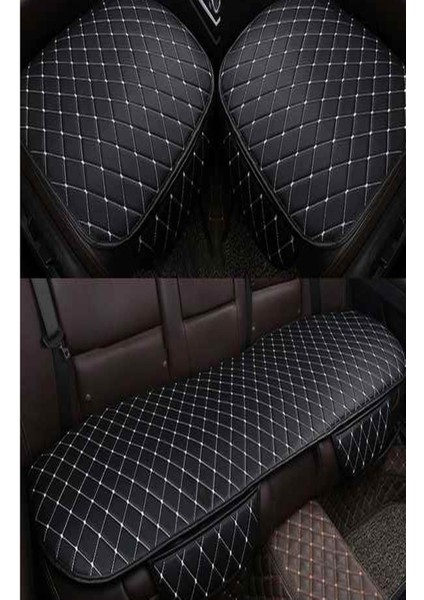 Hyundai IX20 2009 ve Sonrası Ön ve Arka Koltuk Minderi Siyah Deri Beyaz Desen