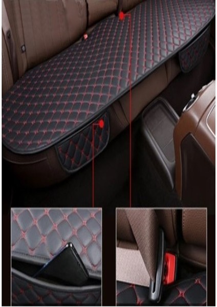 Mini Cabrio R52 2002-2006 Ön ve Arka Koltuk Minderi Siyah Deri Kırmızı Desen