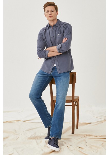 Erkek Arizona Koyu Mavi Straight Fit Normal Bel Düz Paça Esnek Jean Pantolon modelleri