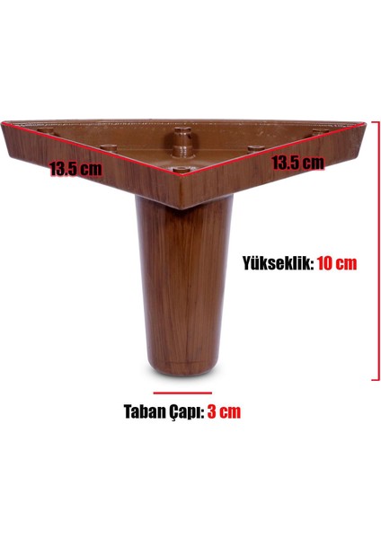 Mobilya Kanepe Sehpa Koltuk Ayağı Kahverengi 10 cm