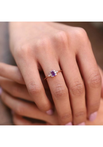 Baget Ametist Pırlanta Yüzük