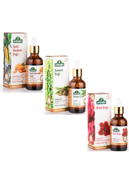Badem + Susam + Hint Yağı 3 x 50 ml