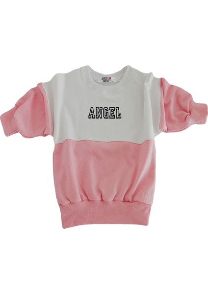 Angel Baskılı Kız-Erkek Çocuk Unisex  Bisiklet Yaka Penye Sweatshirt.(1-6 Yaş)