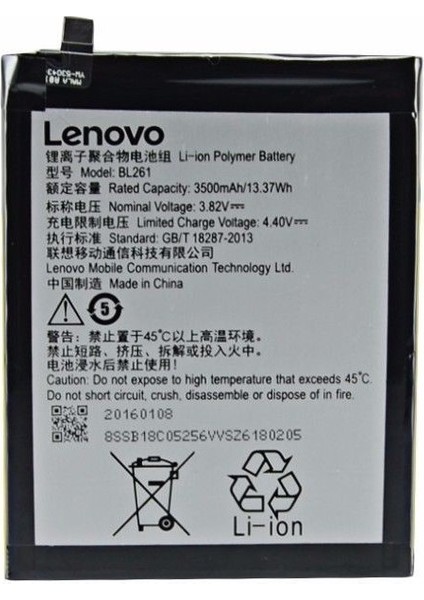 Lenovo K5 Note (BL-261) Uyumlu Batarya Pil 3500MAH